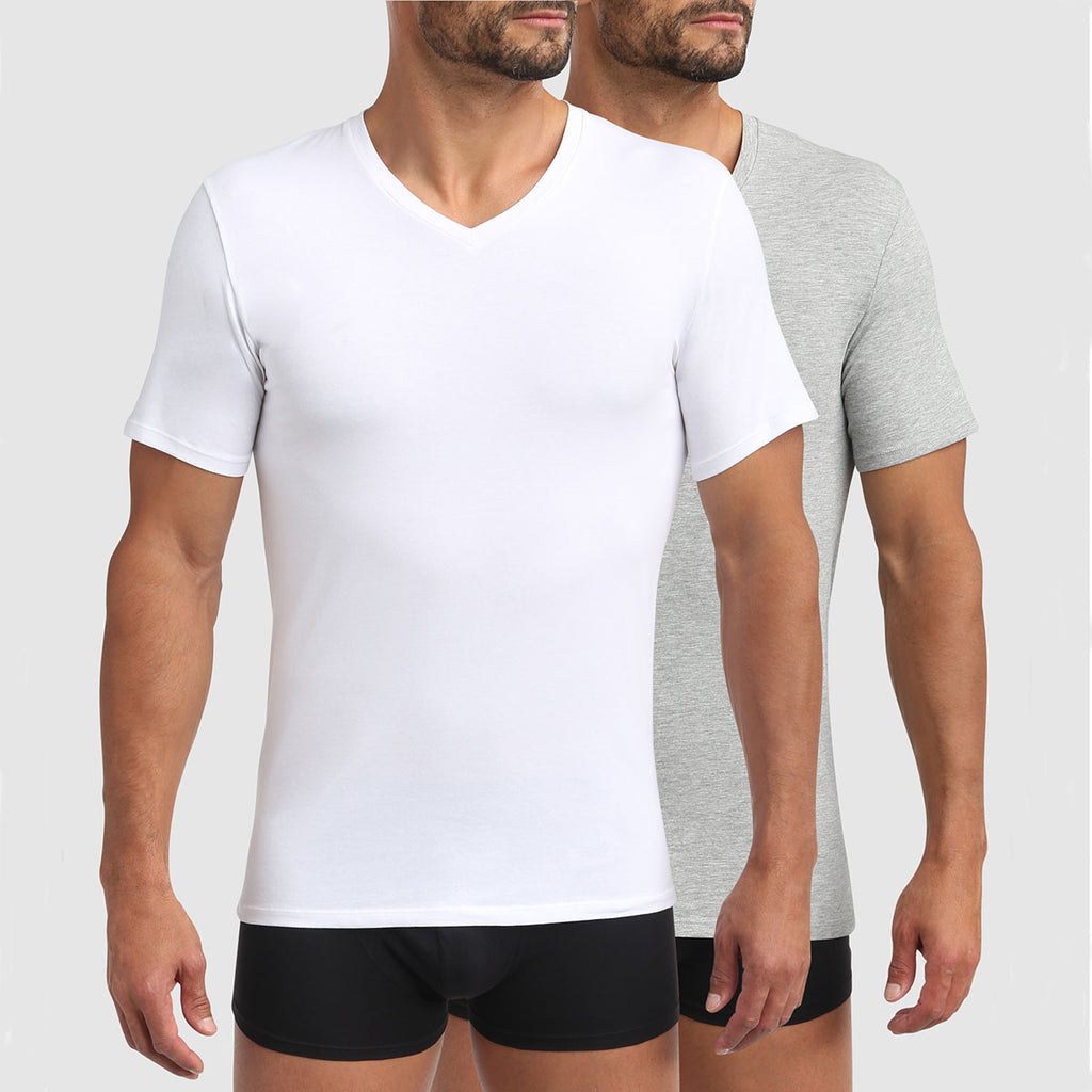 2 T-shirts decote em V Algodão Orgânico